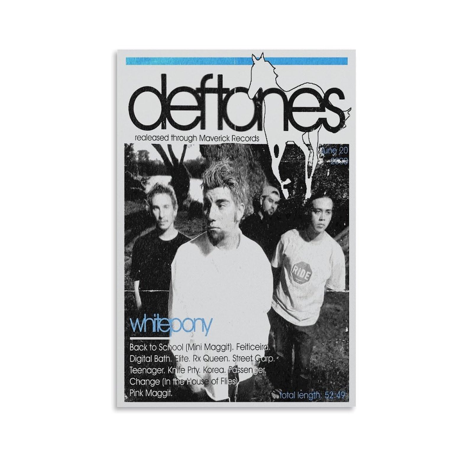 VSGWPACF Deftones Poster White Pony Album Cover Posters Music Canvas Poster 16x24inch(40x60cm) Style
