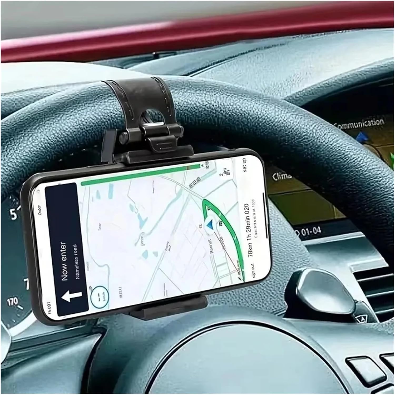 vent phone mount Car Bracket Car Steering Wheel Car Navigation Rack Telescopic Clip Mobile Phones Car Holder(Red) image 3