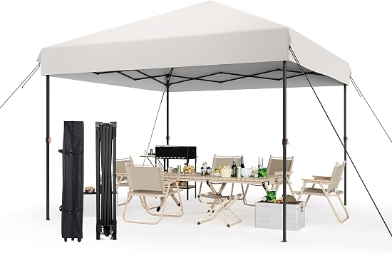 10X10 Pop Up Canopy Tent,Commercial Street Vendors Party Tents, Instant Outdoor Sun Shade for Events, Parties, Camping- Commercial Gazebo with Roller Bag,8 Stakes & 4 Sandbags