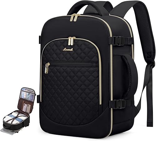 Miniatura 10 de LOVEVOOK Mochila de mano aprobada por vuelo, mochila de viaje para laptop de 35 litros para mujer, mochila grande con 3 cubos de embalaje.., Violeta