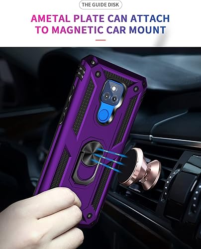 Miniatura 3 de Funda compatible con Moto G Play, con protector de pantalla HD, grado militar, soporte para automóvil, soporte híbrido de policarbonato duro, TPU