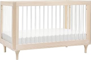 Babyletto Lolly 3-in-1 Convertible Baby Crib - GREENGUARD Gold Certified Convertible Crib to Toddler Bed & Daybed - Wooden Baby Bed, 4 Adjustable Heights - Easy to Assemble - Washed Natural/Acrylic