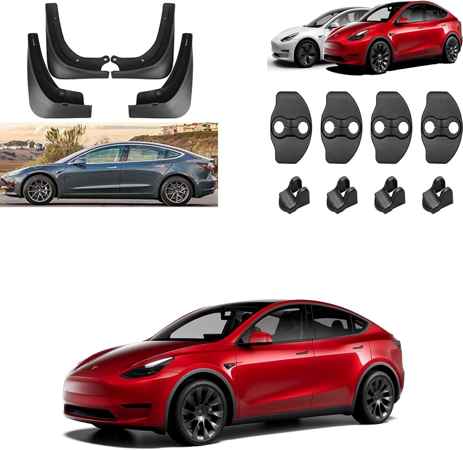 Tesla Model 3 Mud Flaps and Door Lock Cover : Automotive