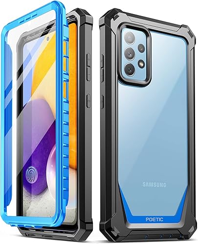 Poetic Guardian - Funda compatible con Galaxy A72, protector de pantalla integrado que funciona con identificación de huellas dactilares, funda