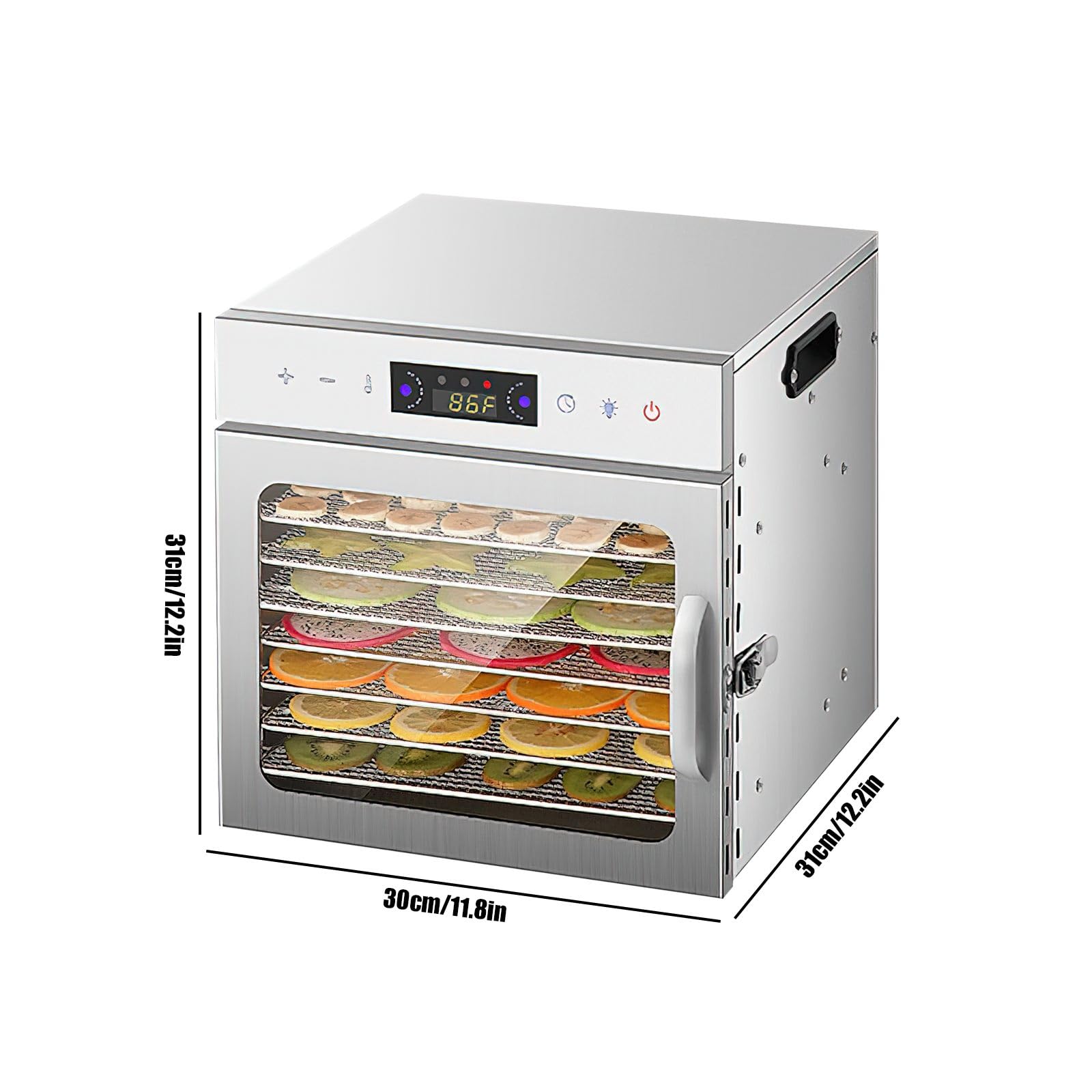Deshidratador alimentario 400 W, 8 bandejas de acero inoxidable ajustables
