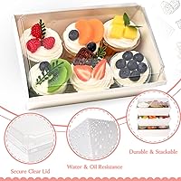 Vista 3 de Ocmoiy Cajas de embutidos de papel de 8 x 6 pulgadas con tapas transparentes, paquete de 20 contenedores desechables para llevar de papel