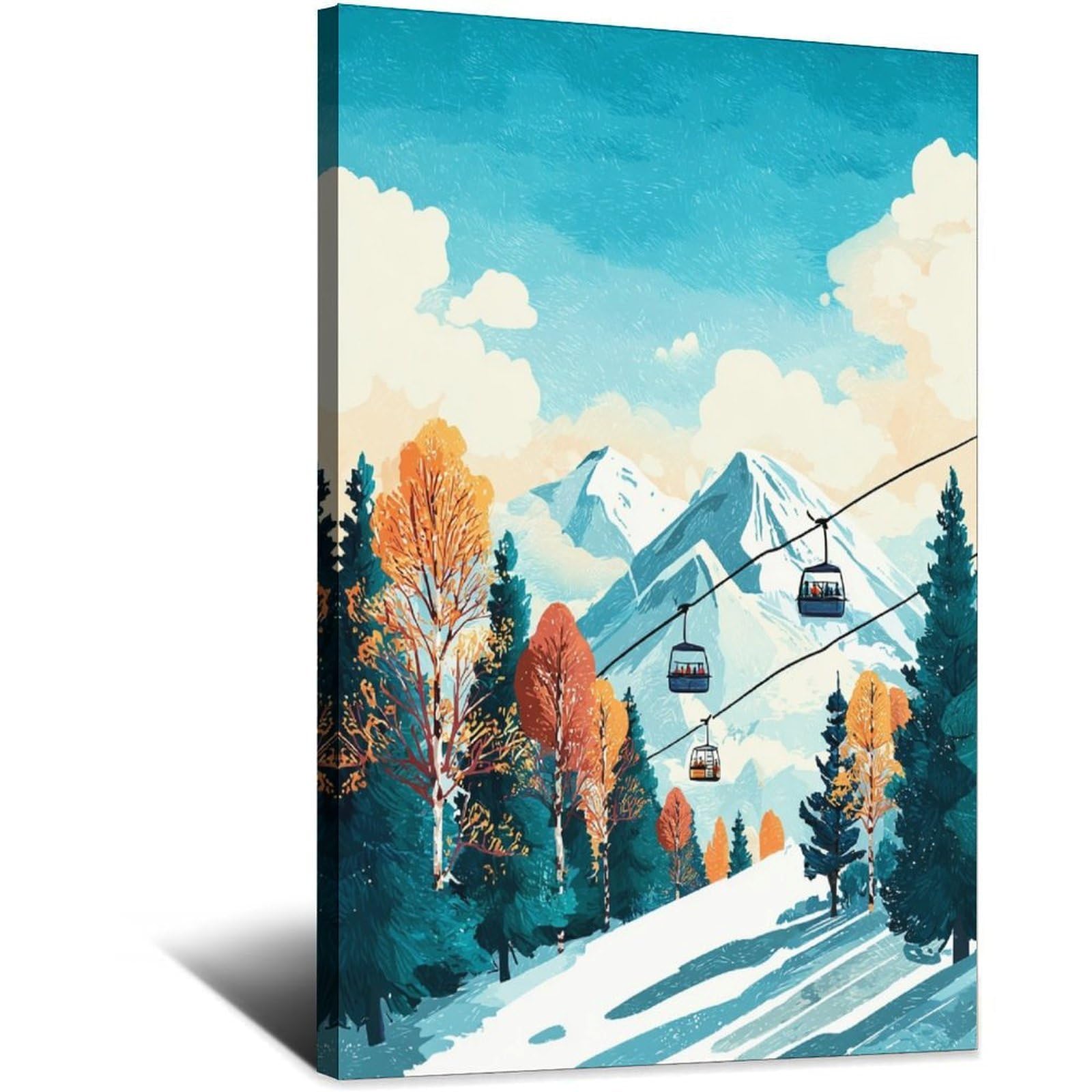 CFXNGA Niseko Ski Poster 20x30inch(50x75cm) Vintage Watercolor Canvas Art