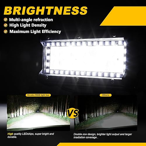 Miniatura 4 de Nicoko - Barra de luz led con halo secuencial cambiante de color, 18w 36w 72w 126w 4D RGB