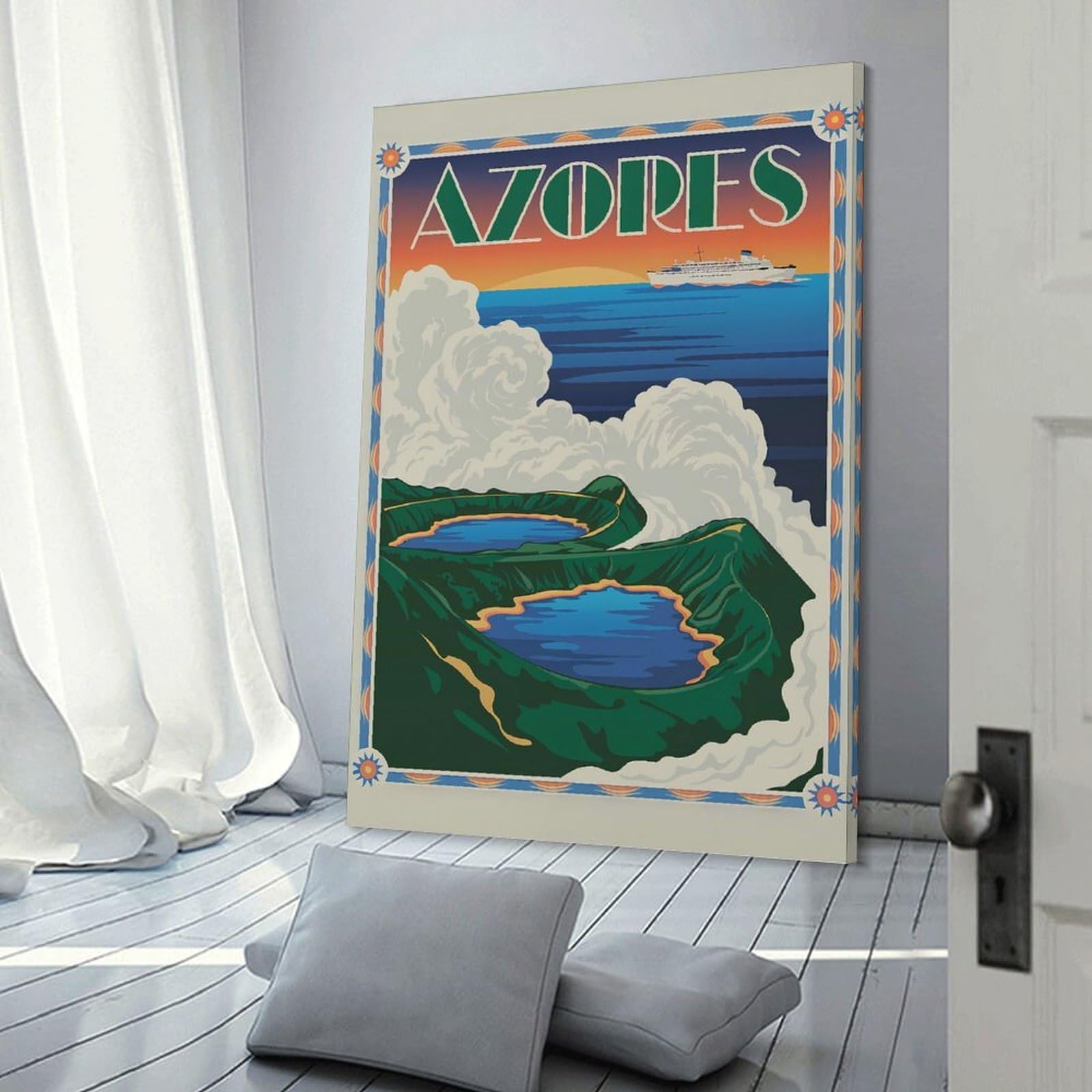 Junmoney Azores Travel Wall Picture Print 16x24inch(40x60cm), for Hallway, Lounge Or Guest Room, Gift Idea for Housewarming And Birthdays