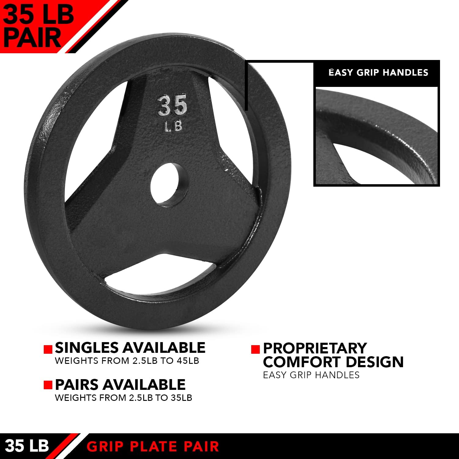 JFIT Olympic 2 Inch Grip Plates and Bumper Plates for Barbell - Single Weights or Sets of 2 (Muliple Weights)