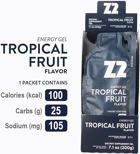Miniatura 4 de Z2 Gel energético de frutas tropicales  0.88 onzas de carbohidratos, 105 mg de sodio, electrolitos, antes y durante el entrenamiento, aumenta la