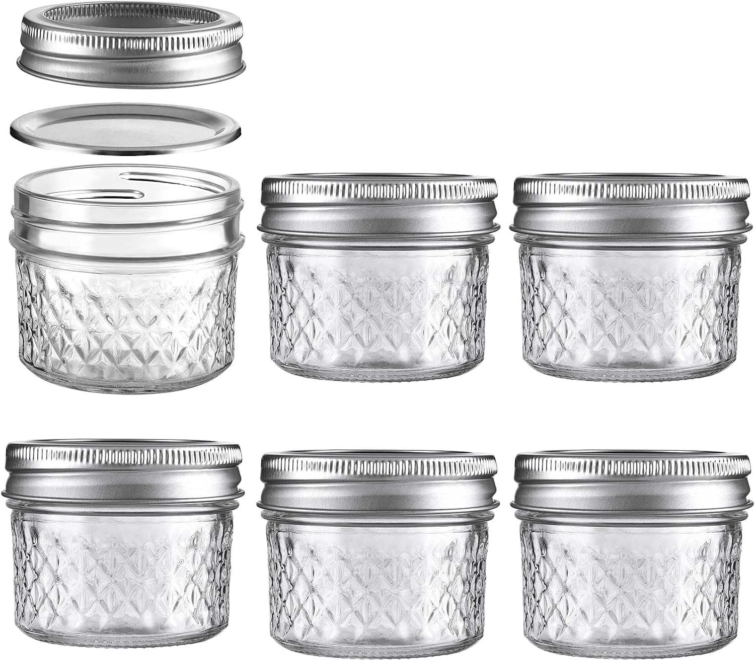 3.4oz/100ml Glass Mason Jars 6 Pack, Airtight Regular Sealing Lids