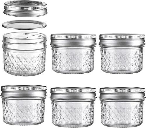 Mason Jars - Tarros herméticos de vidrio para conservas de 3.4 onzas, tapas regulares, tarros de especias y miel para yogur, mermelada, especias,