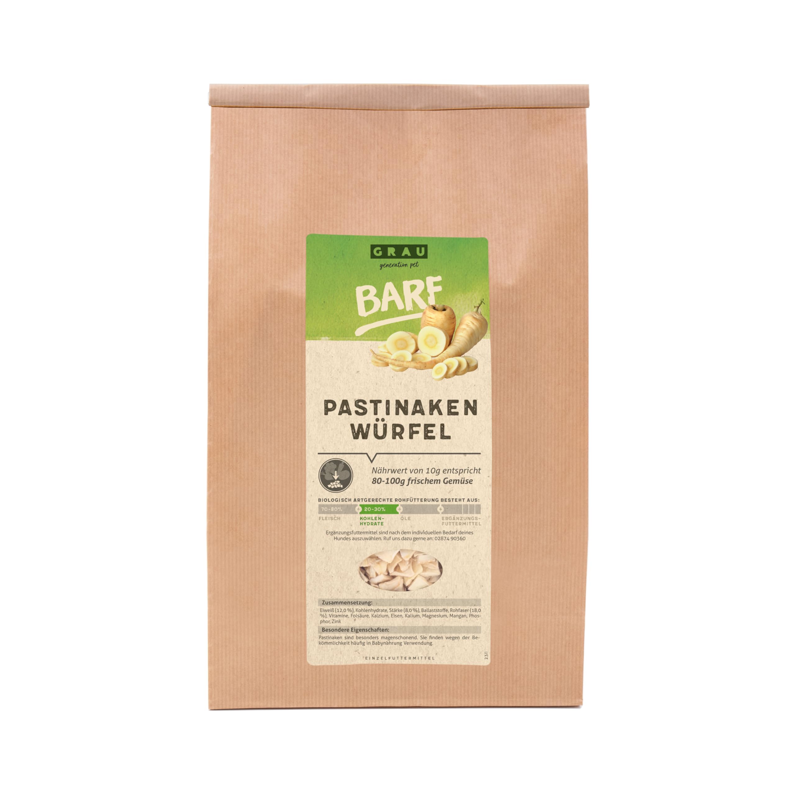 GRAU - the original - Dried vegetables for BARFing for dogs - Parsnip cubes (1 x 1,2 kg)
