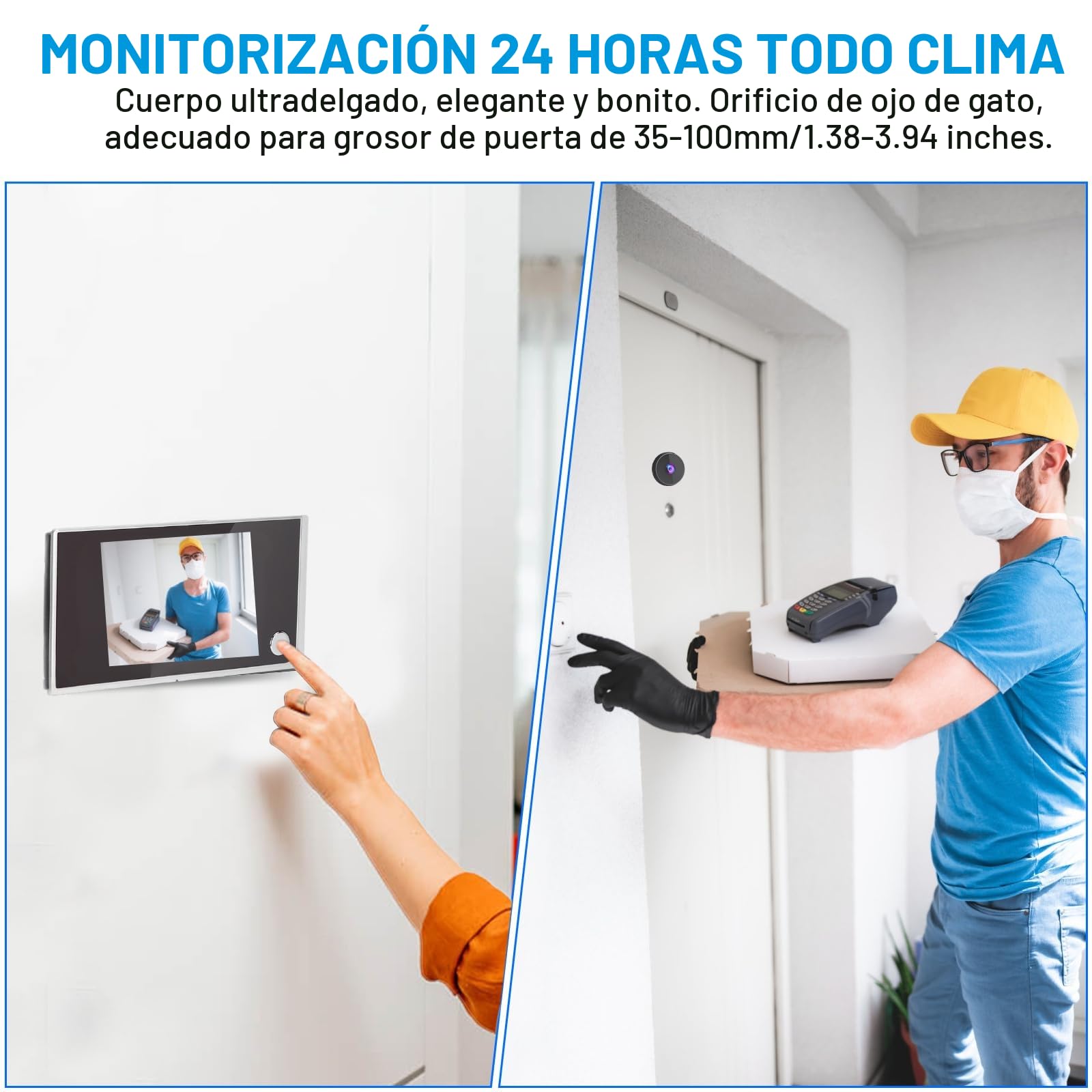 Mirilla Digital para Puerta - Visor Electrónico 3.5" LCD HD 120°, Mirilla con Cámara, Instalación Rápida (14-28mm Agujero, 35-100mm Grosor), Necesidad 4 Pilas AAA (no incluidas)
