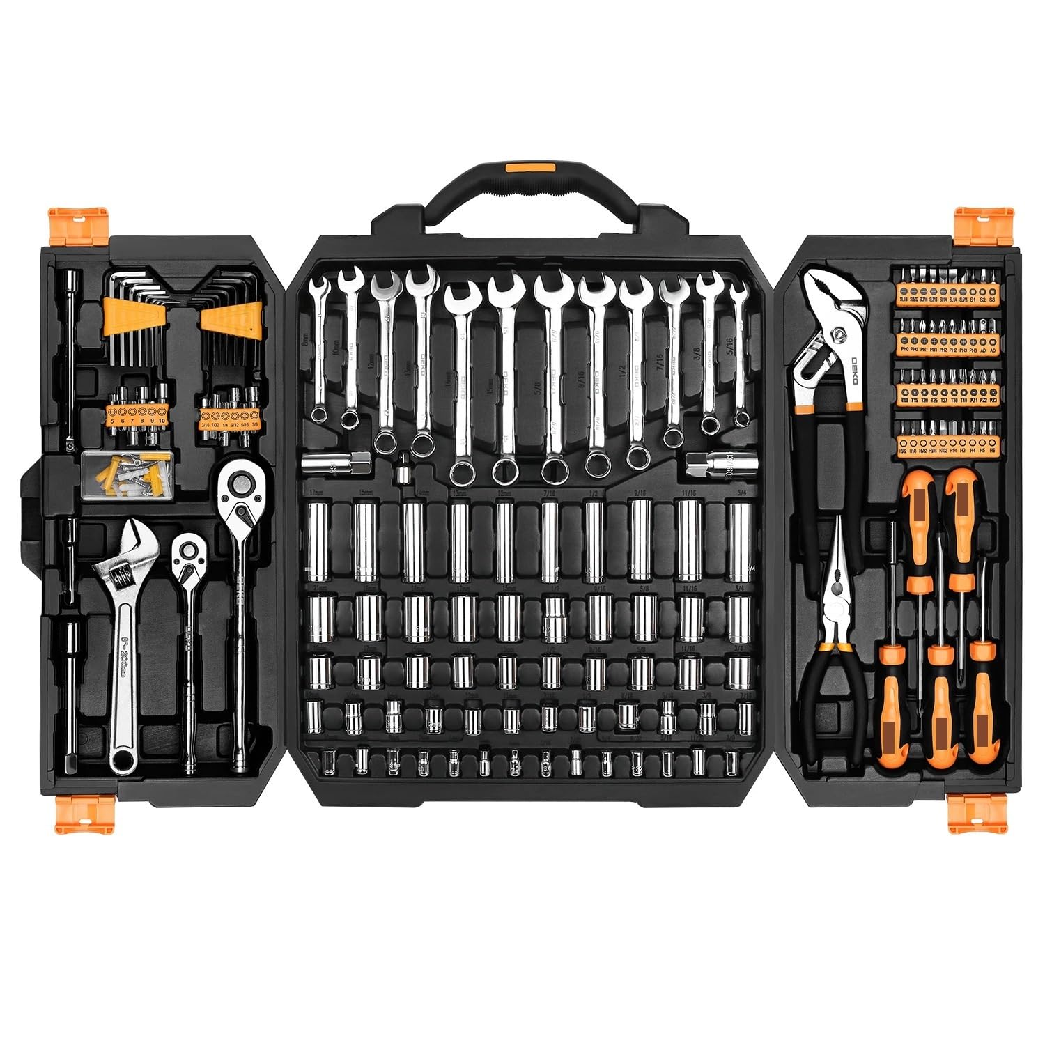 Khfgdhg 192Pcs 198Pcs Professional Car Repair Tool Set Ratchet Spanner Screwdriver Socket Mechanics Tools Kit(192Pcs)