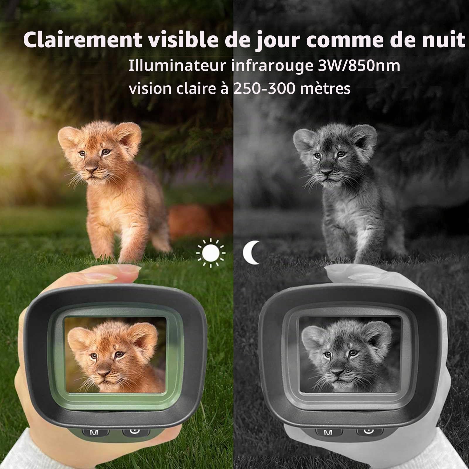 Monoculaire de Vision Nocturne,40 MP 2,5K Télescope Infrarouge,984 Pieds Support de Distance de Vision Nocturne,Enregistrement Photo et Vidéo,Zoom Numérique 8X,pour Camping en Plein Air