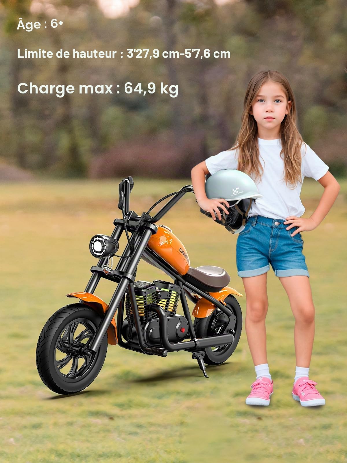 HYPER GOGO Challenger 12 Plus Motocross Électrique pour Enfants, Moto Électrique avec Haut-parleur Bluetooth, Moteur 160W, Modes de Vitesse de 8/12/16 KMH, Autonomie de 12KM, pour les Enfants 6-12 Ans