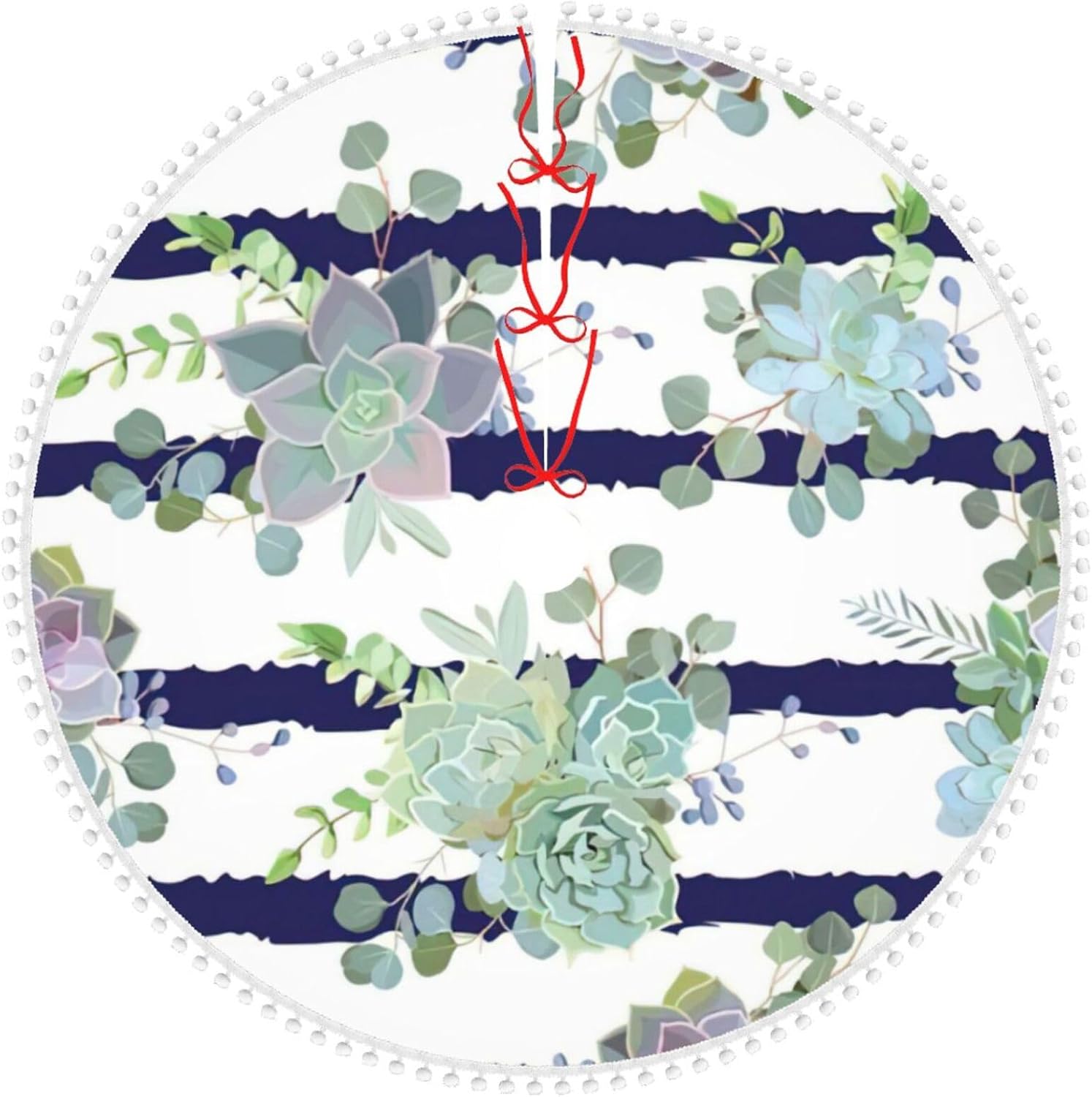 Gestreifte Sukkulenten Weihnachtsbaum Rock mit Pom Pom, Winter