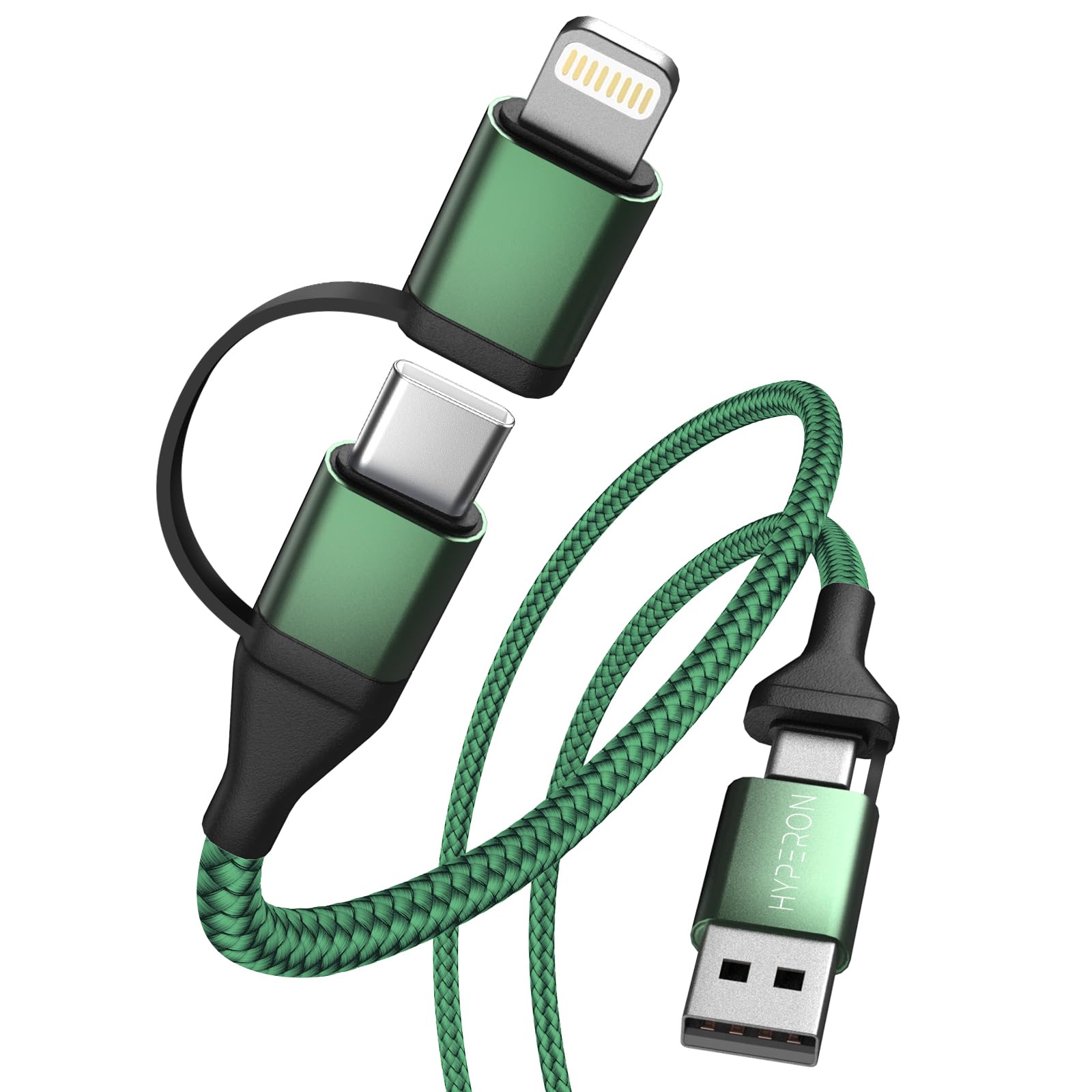 Hyperon Connect Ultra fast 60W 4-in-1 Universal with USB Braided Charging Cable Perfectly Compatible with Device that support 480Mbps 1 M (Green) (B0D5RBF8X5) Amazon Price History, Amazon Price Tracker