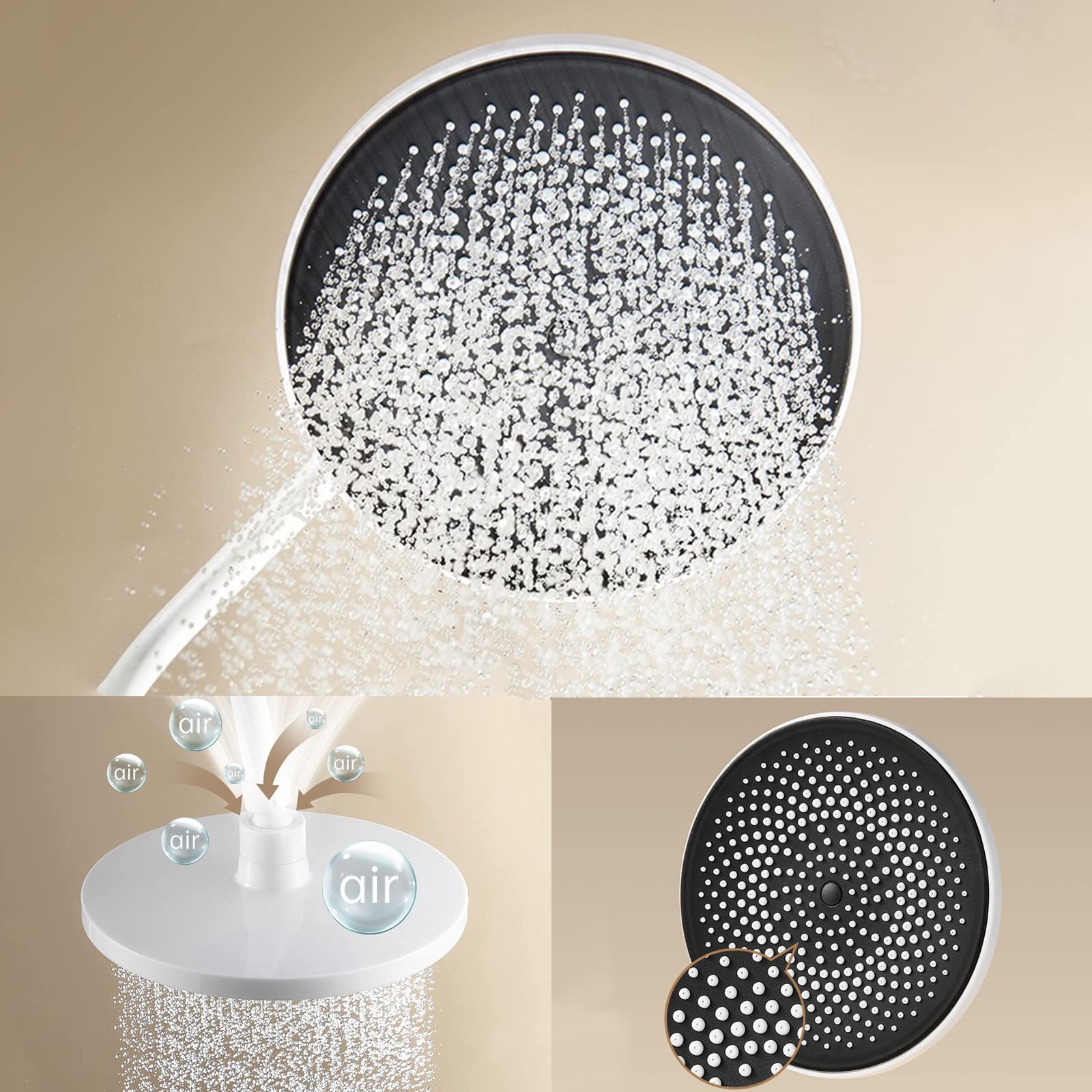 Sistema Doccia Bianco con Rubinetto a Parete, beccuccio per Vasca, Accessori per Il Bagno, soffione a Pioggia, doccetta a 3 modalità e doccetta per Bidet