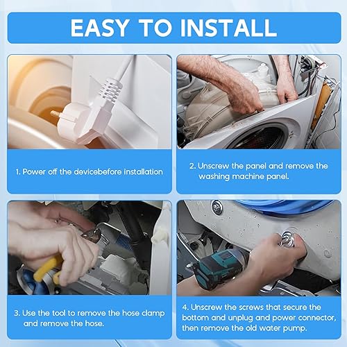 Miniatura 7 de Conjunto de filtro de bomba de drenaje de lavadora WH11X29539 actualizado para lavadora de carga superior GE, bomba de drenaje de ropa de repuesto