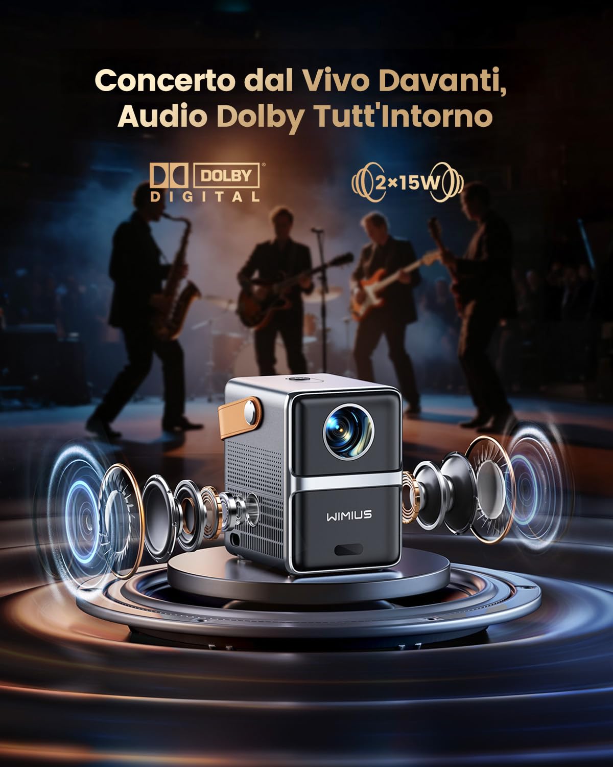 Proiettore Portatile [Netflix Incluso/Dolby] Smart Proiettore 4K 700ANSI, WiFi Bluetooth Videoproiettore 1080P Nativo Full HD con Auto Keystone/E-Focus, Zoom 100%-50%, HDMI ARC/CEC per Home Cinema