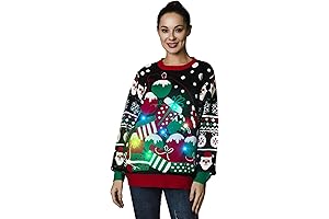 LED Christmas Sweater for Women, Unisex Men`s Ugly Xmas Pullover Festive Knitted for Party