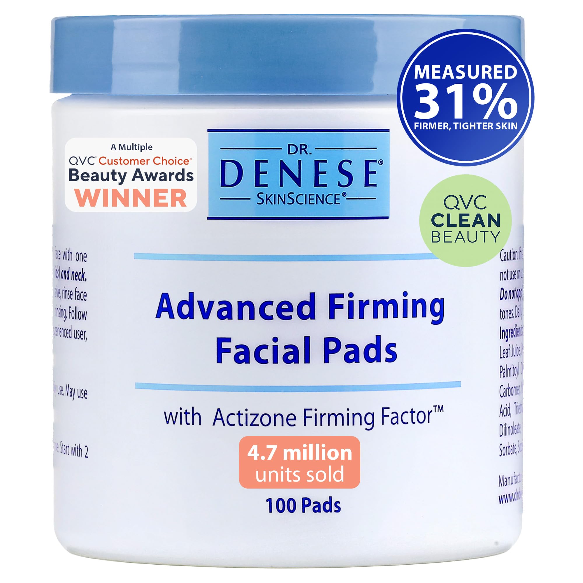 - SkinScience Advanced Firming Facial Pads 100 Count – Professional Exfoliator with Glycolic Acid, Peptides and Aloe for Smooth Radiant Skin, Refined Pores – Dermatologist Tested Cruelty Free