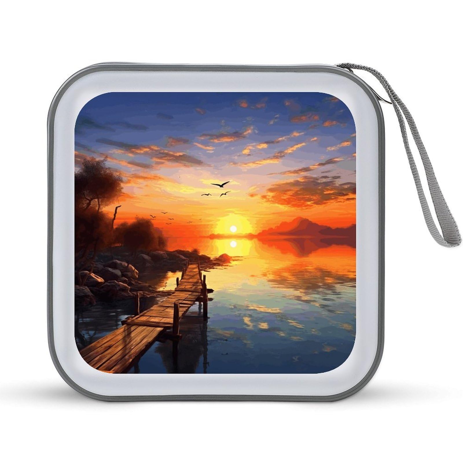 VstaDank Sunset Scenery DVD Case With Zipper Portable CD Case Hardshell DVD VCD Binder Storage Box EVA Protective Blu-ray Wallet 40 Capacity CD Wallet Movie Music Media Disc Wallets