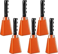 Vista 1 de Pelopy 6 cencerros de 8 pulgadas con asa, campanas de animación para eventos deportivos, campanas de graduación, juegos de fútbol, fiestas, campanas