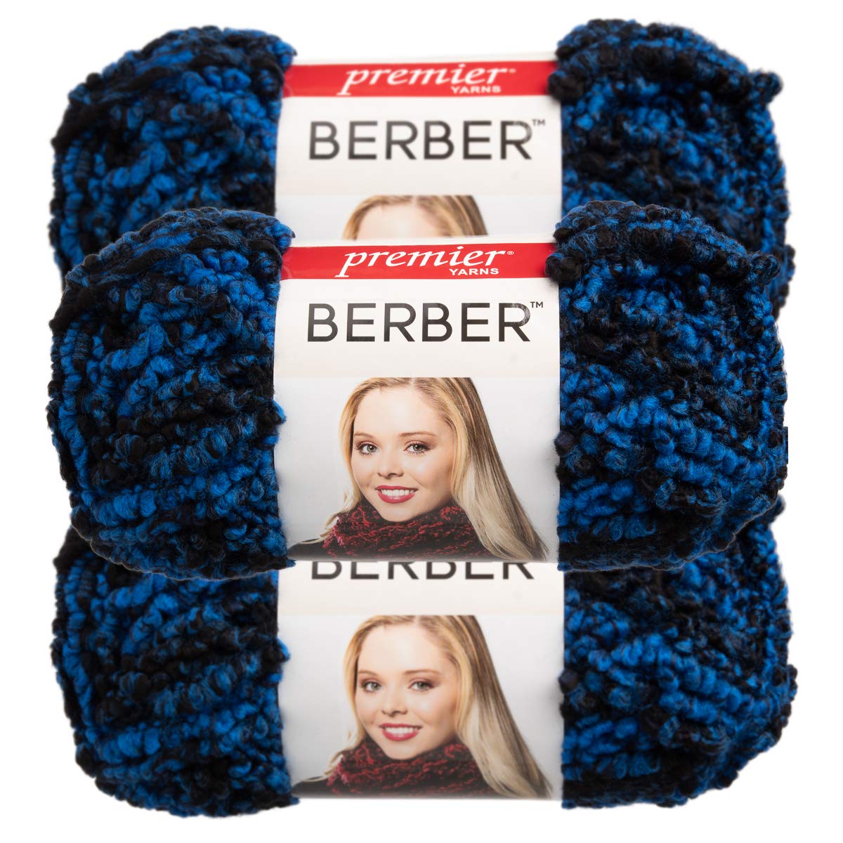 Lana acrílica azul Premier Yarns para tejer bufandas y mantas de ganchillo