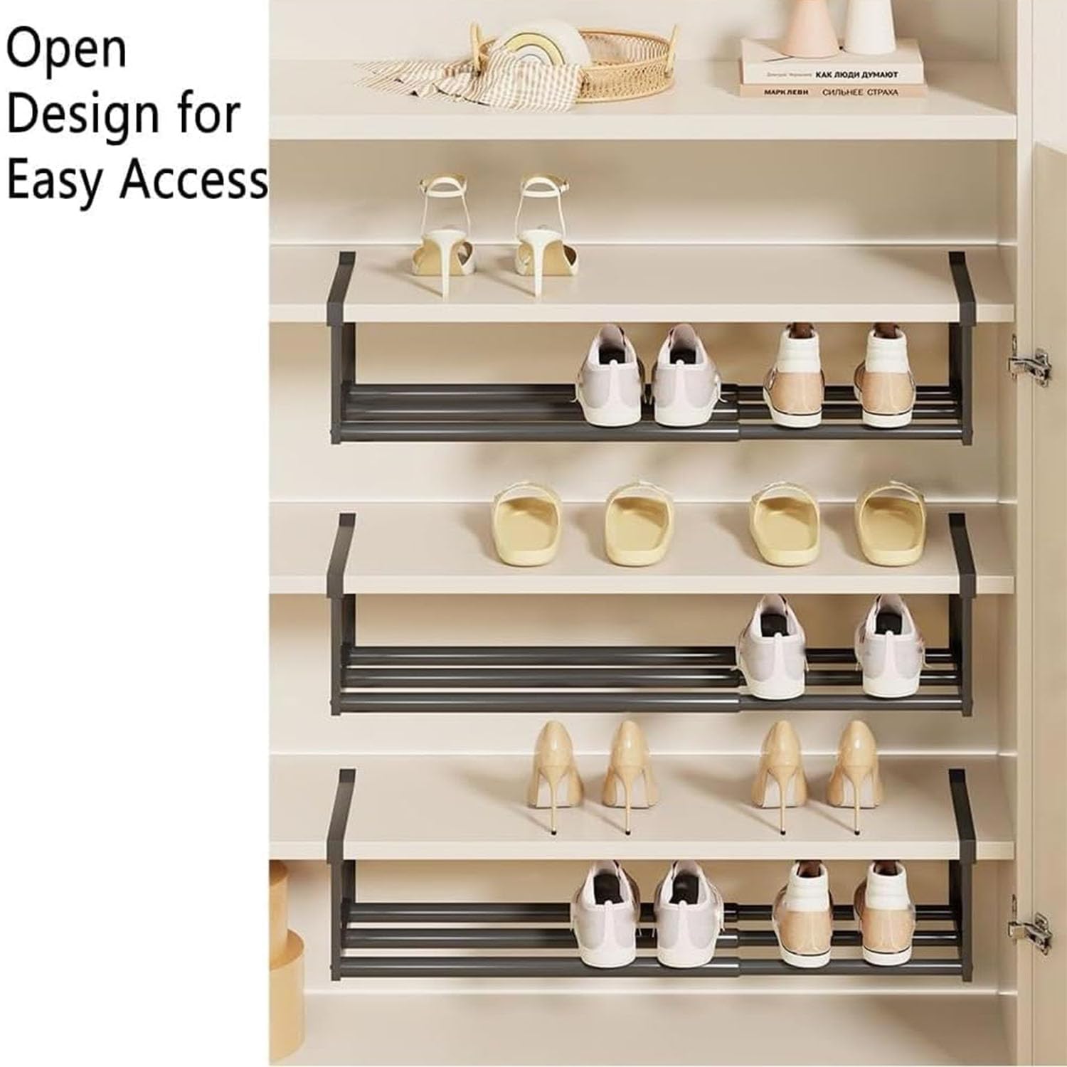 Slimdescent - Zapatero extensible ajustable para zapatos, ropa y ac retráctil para cabi y armarios