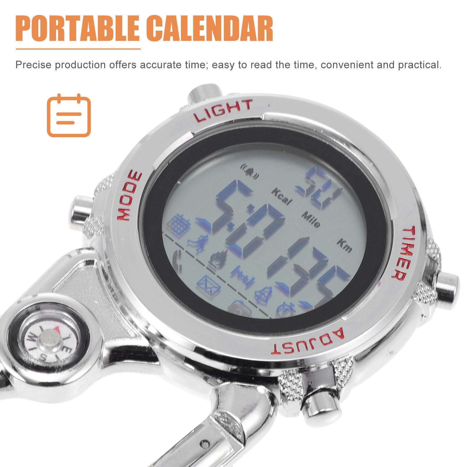 MAGICLULU Reloj Resistente al Agua para Senderismo Clip de Aleación de Zinc y Acero Inoxidable, Luminoso y Multifuncional para Actividades al Aire Libre