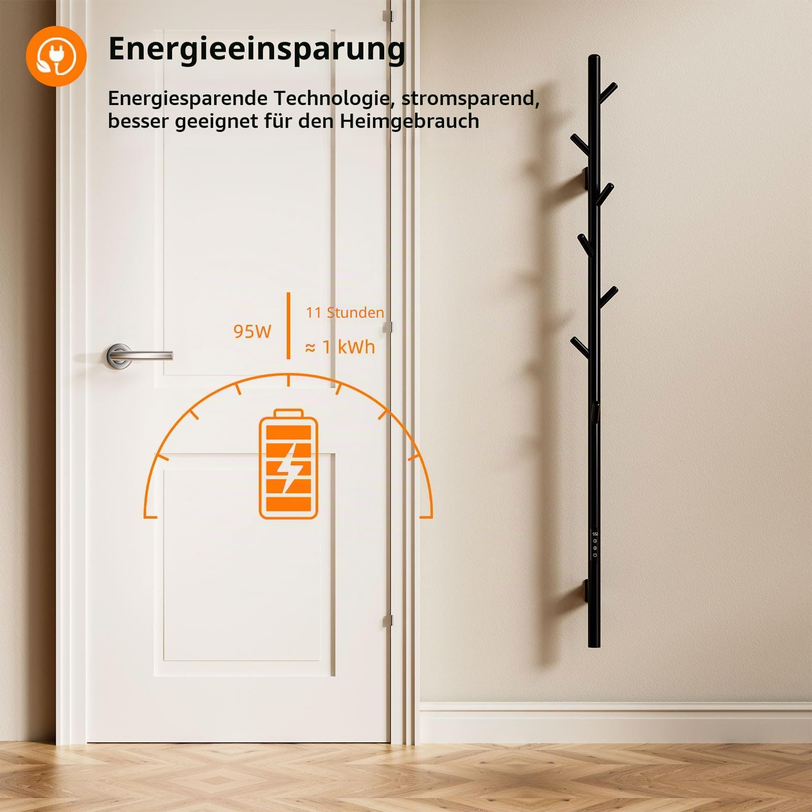 Badheizkörper Elektrisch, Elektrischer Handtuchheizkörper mit Einer Stange, Towel Warmer, Intelligenter Konstanttemperatur Handtuchhalter Heizkörper, Einstellbare Temperatur Handtuchheizer