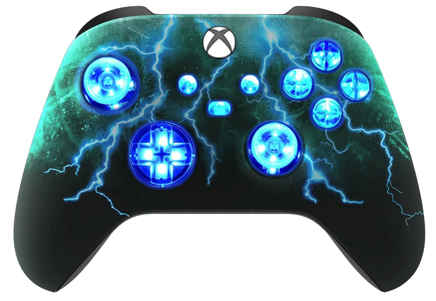 Silent Modz Custom Modded Controller 7 LED Colors Trigger Stopper w/Pro Grips compatible with Xbox Series S, Xbox Series X, Xbox One, and Windows (Treasure Abyss)