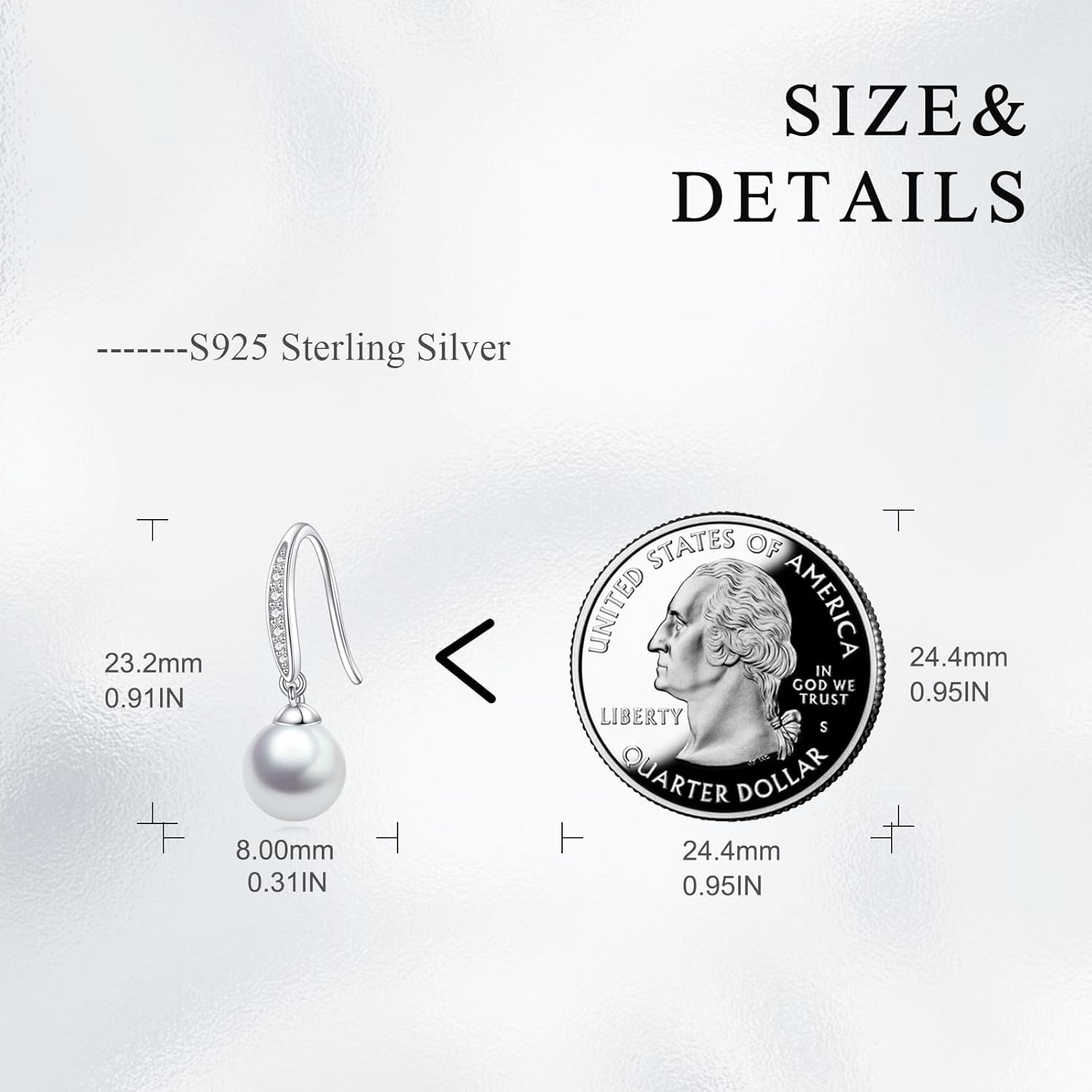 925 Sterling Silver Pearl Dangle Earrings Pearls Drop Jewelry Birthday Gifts for Women (Pearl Dangle Earrings) - Image 5