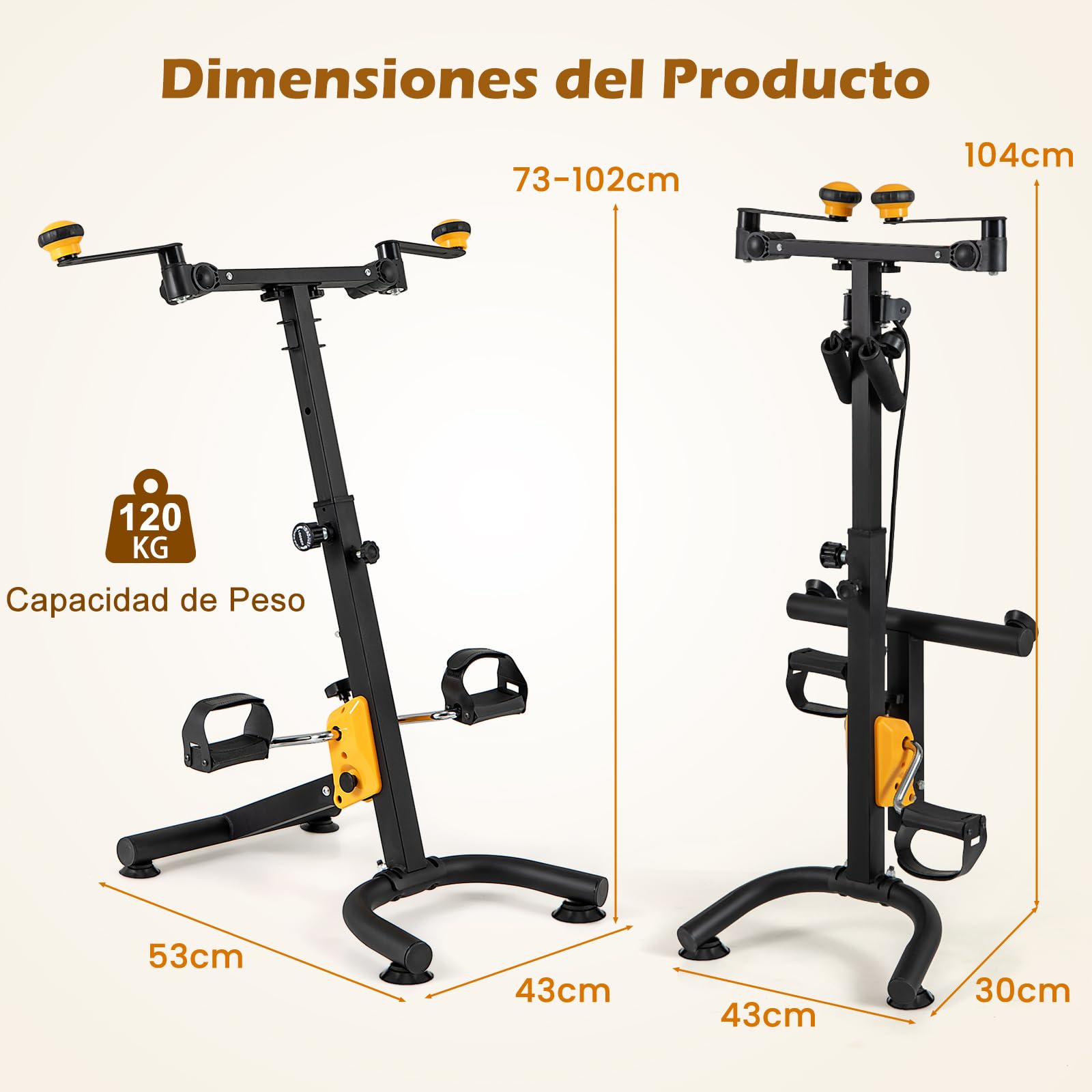 COSTWAY Pedalera Ejercitadora, Bicicleta de Ejercicio Plegable para Manos, Brazos, Piernas y Rodillas de Ancianos, con Empuñaduras, Resistencia y Altura Ajustable, Equipo de Rehabilitación en Casa