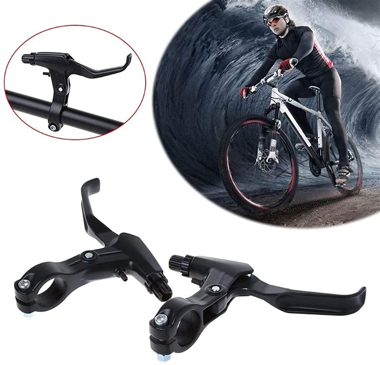BATLAM Leva Freno Bicicletta 2 Pezzi Alluminio MTB Bici da Strada manovella Leve Freno Bicicletta (Colore : Grigio Scuro) (Nero)