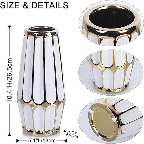 Miniatura 3 de oliruim Jarrón de cerámica de oro blanco para decoración del hogar, decoración moderna de florero, centro de mesa de comedor, elegante sala de