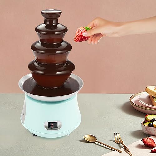 Miniatura 3 de Fuente de chocolate comercial de acero inoxidable de 4 niveles, 230 W eléctrica para fondue, fuente de queso con perilla de calefacción para bodas,