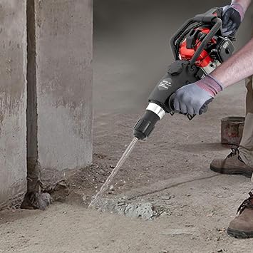 33CC Gasoline Demolition Hammer 36*32mm 2-stroke Gas Powered Jack Hammer Drill Concrete Breaker with Point Flat Chisel for Concrete Bricks Rocks Single Cylinder Air Cooling