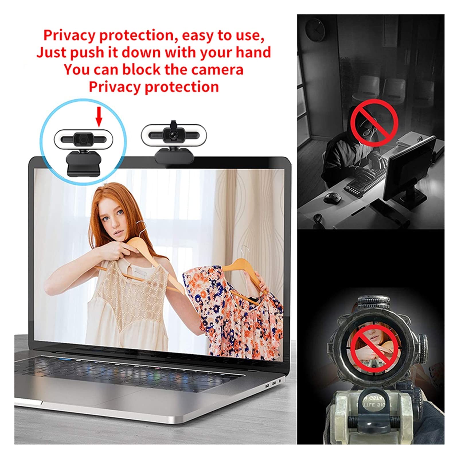 4K webcam. 2K 1080p HD. Con Conferenza for microfono Web Cam Pc Auto Focus. USB Desktop for computer portatile for accessori for ufficio for ufficio(4K AF Monochrome)