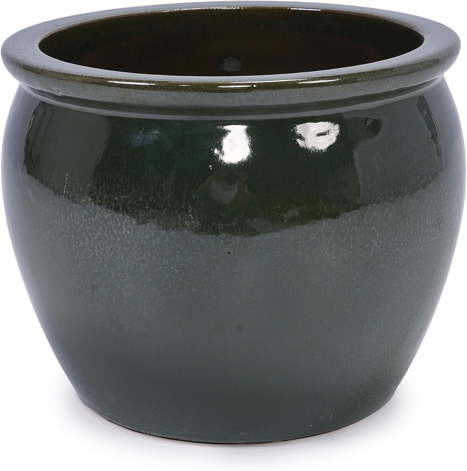 Handmade Glazed Ceramic Planter Set of 3, 15/12/9 Inch Flower Pots with Drainage Holes, Large Outdoor & Indoor Plant Pots for Succulents, Herbs, Patio, Garden, Balcony, Staircase, Blue Green