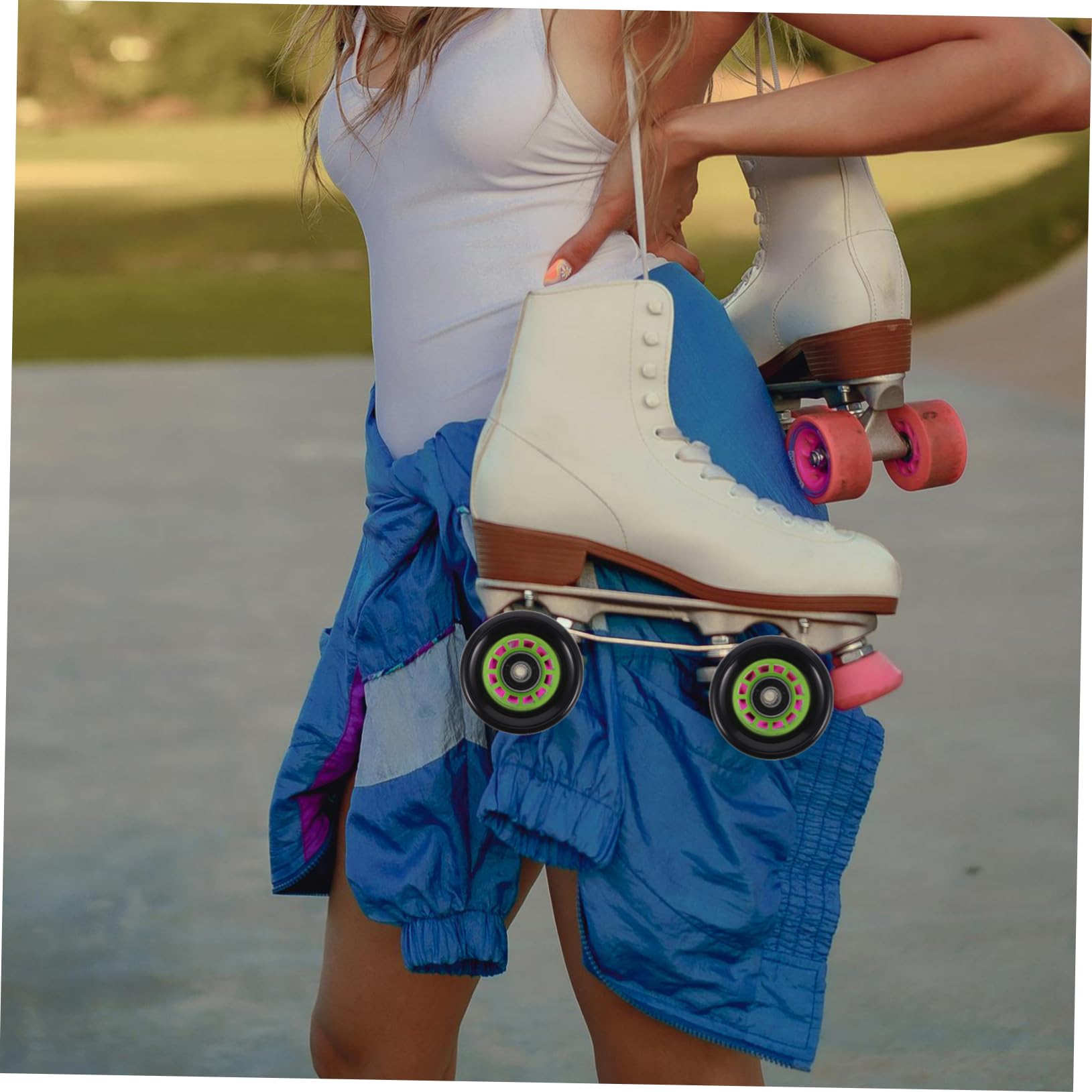 TOBBOMEY Skate Wheels and Bearings for Roller Skates Scooters Durable Non-Flashing Indoor/Outdoor