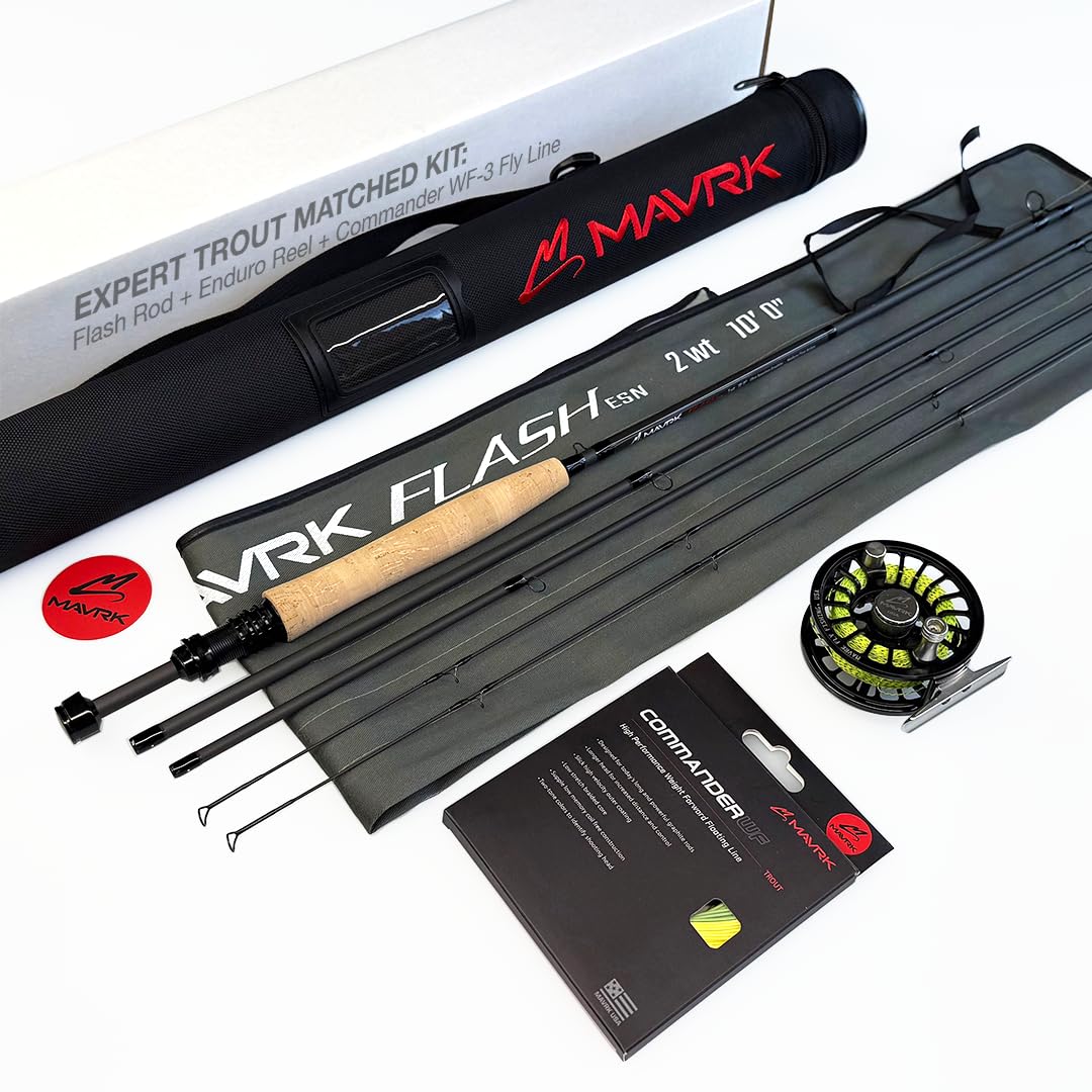 Mavrk Fly Fishing Rod Reel Line Combo Kit - Flash Rod + Enduro 1/3 Reel + Commander Fly Line WF3 All-in-One Combo Kit