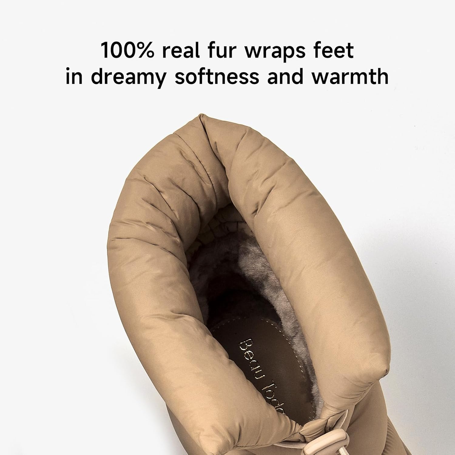 BEAU TODAY Snow Boots for Women, Platform Anti-Slip Winter Ankle Booties,Comfort Wool Round Toe Women Boots, Ladies Comfortable Short Boots Outdoor - Image 4