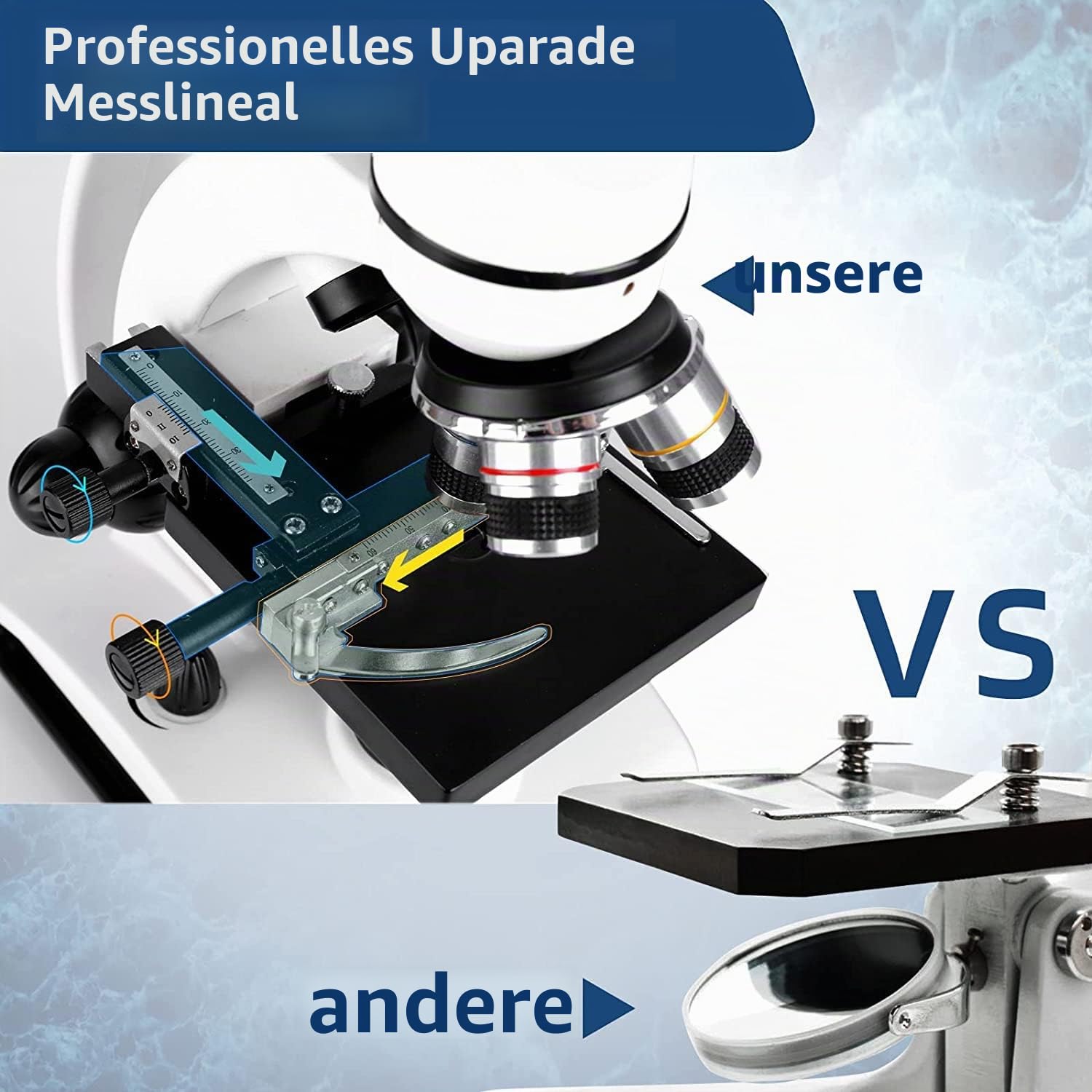 Cowiewie Professionelles Binokulares Mikroskop 40X-1000X lichtdurchlässig und reflektierend Auf- und DurchlichtMikroskop mit Okular & LED Beleuchtung, Studentenmikroskop Mikroskop mit Objektträger