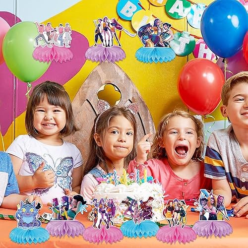 Miniatura 5 de K Pop Demon - Suministros para fiesta de cumpleaños, 9 centros de mesa de panal para decoración de Toy K Pop Demonio, decoración de mesa de doble