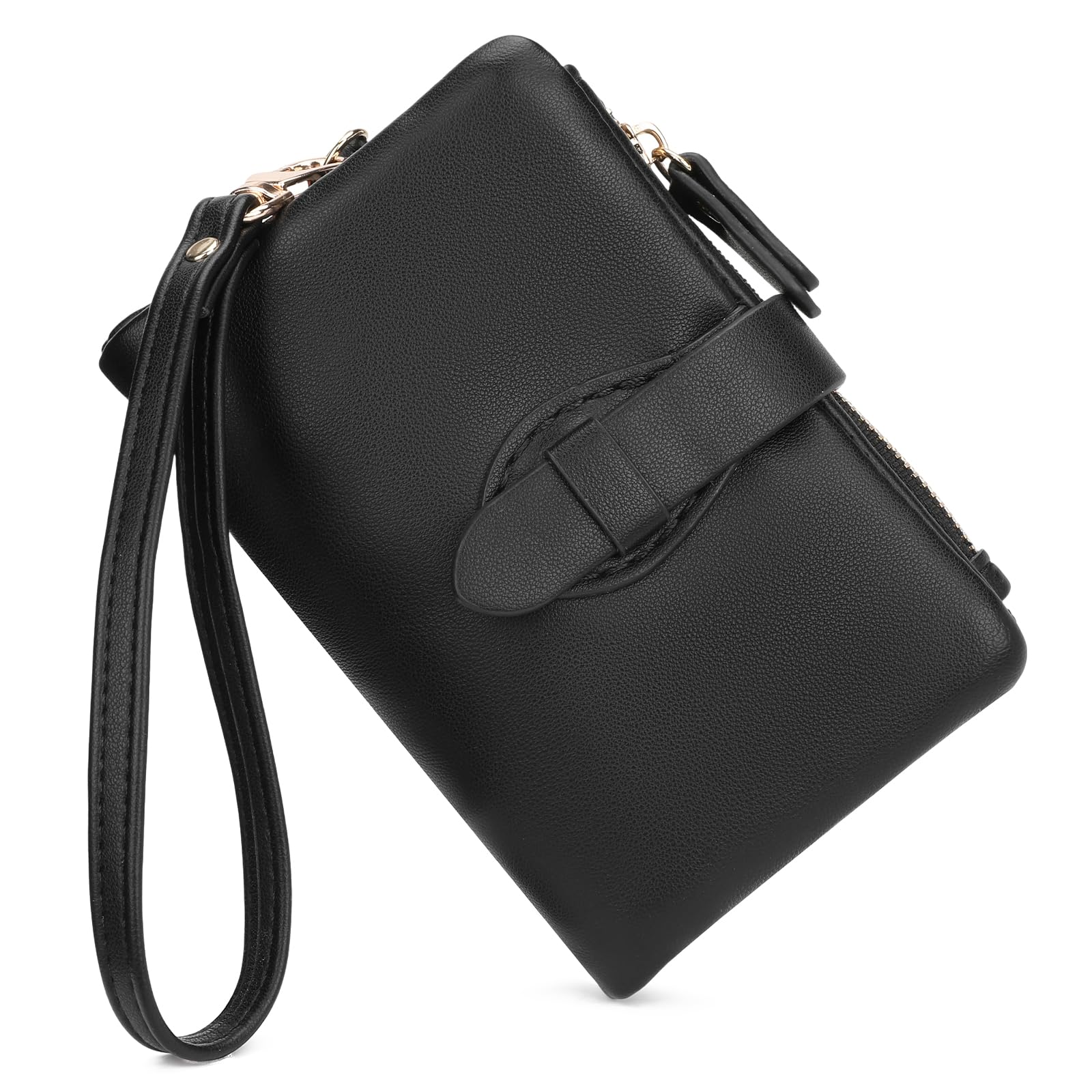 GOIACII Cartera pequeña de piel plegable para mujer, Negro, Vintage y clásico